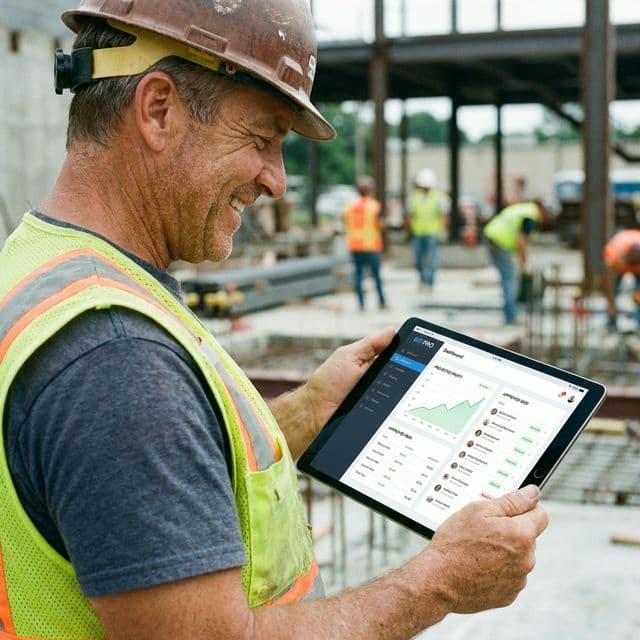 Contractor using Trade Bidz on site